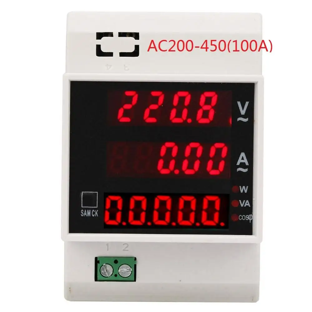 Цифровой измеритель энергии на Din рейке светодиодный активный фактор мощности