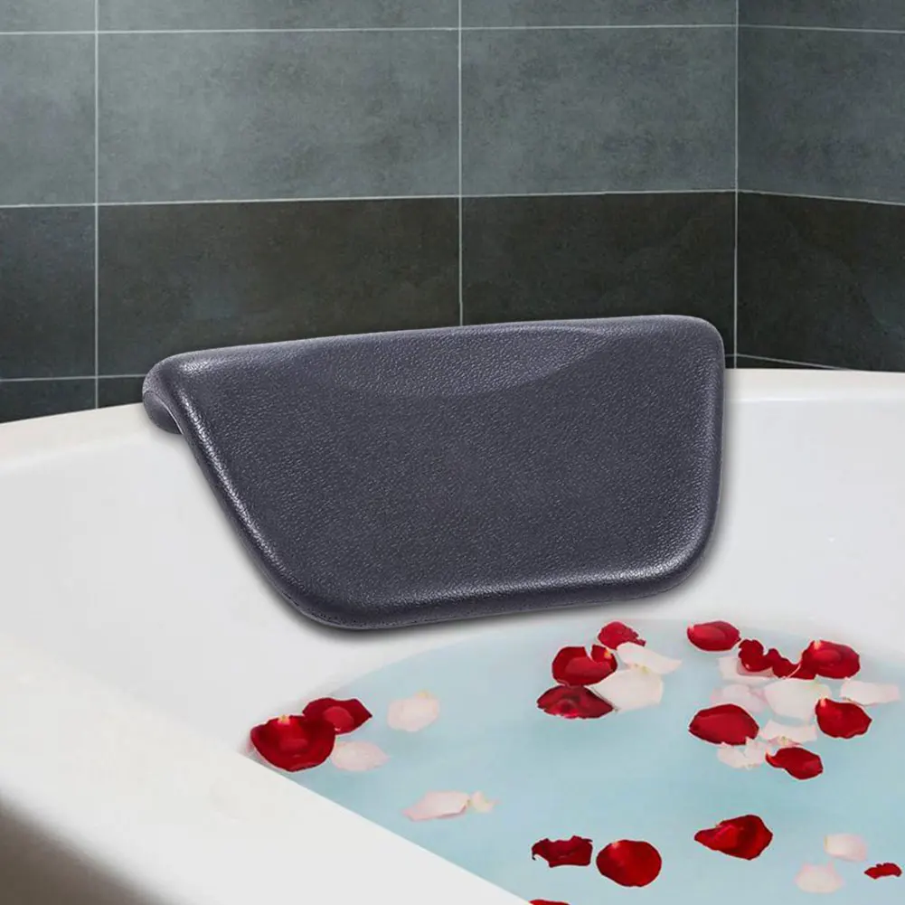 

Newest Spa Bath Pillow PU Bath Cushion Spa Cushion Bathtub Ergonomic Relaxing Head Neck Rest Support for Home Hot Tub Black