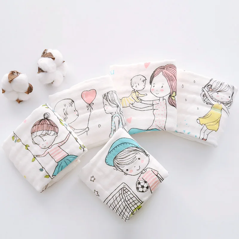 New Arrival Multi-Use Six layer 100% Muslin Cotton 5PC/LOT Soft Washed Handkerchief Towel Newborn Face Square Baby Bibs | Детская одежда