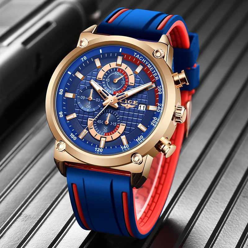 Часы наручные LIGE Мужские кварцевые роскошные брендовые уникальные спортивные