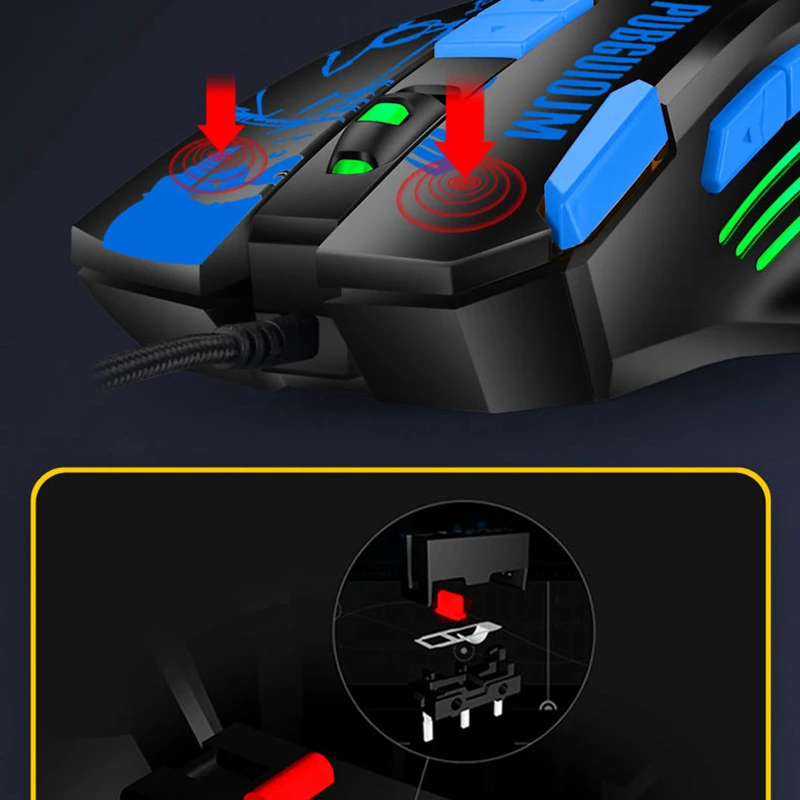 KCPDS игровой Мышь эргономичная Проводная 8 ключ светодиодный 4800 Точек на дюйм