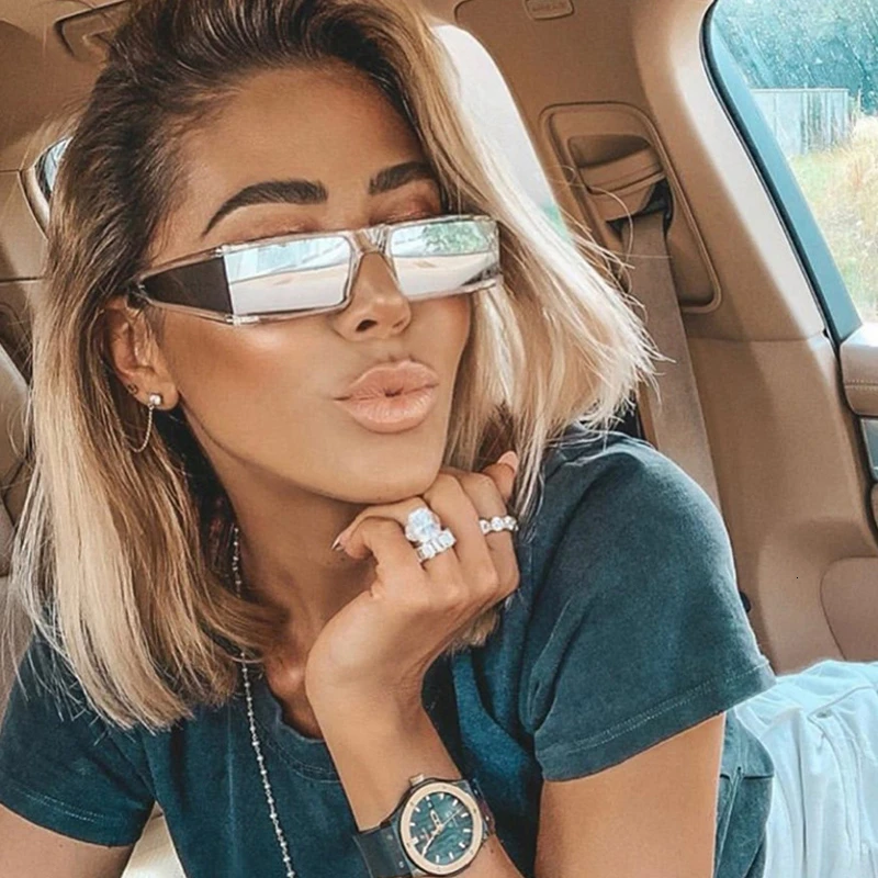 

QPeClou Fashion Mirror Square Sunglasses Women 2019 New Mirror Goggles Ladies Vintage Modern Sun Glasses Female Shades Oculos