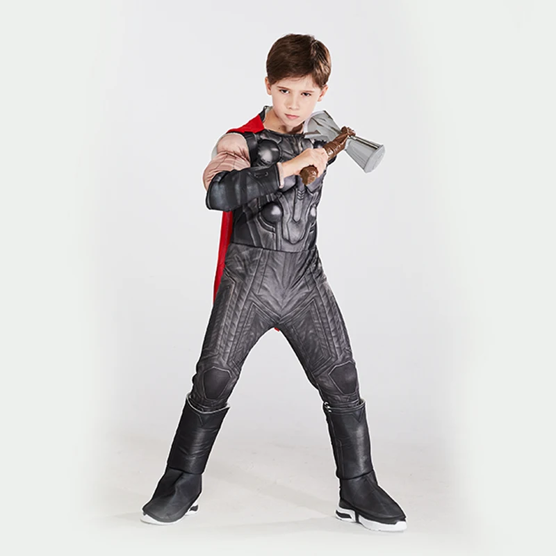 Super Hero Kids Adults Muscle Thor Cosplay Costumes Clothes With Harmmer Avengers Child Stormbreaker Halloween Costumes