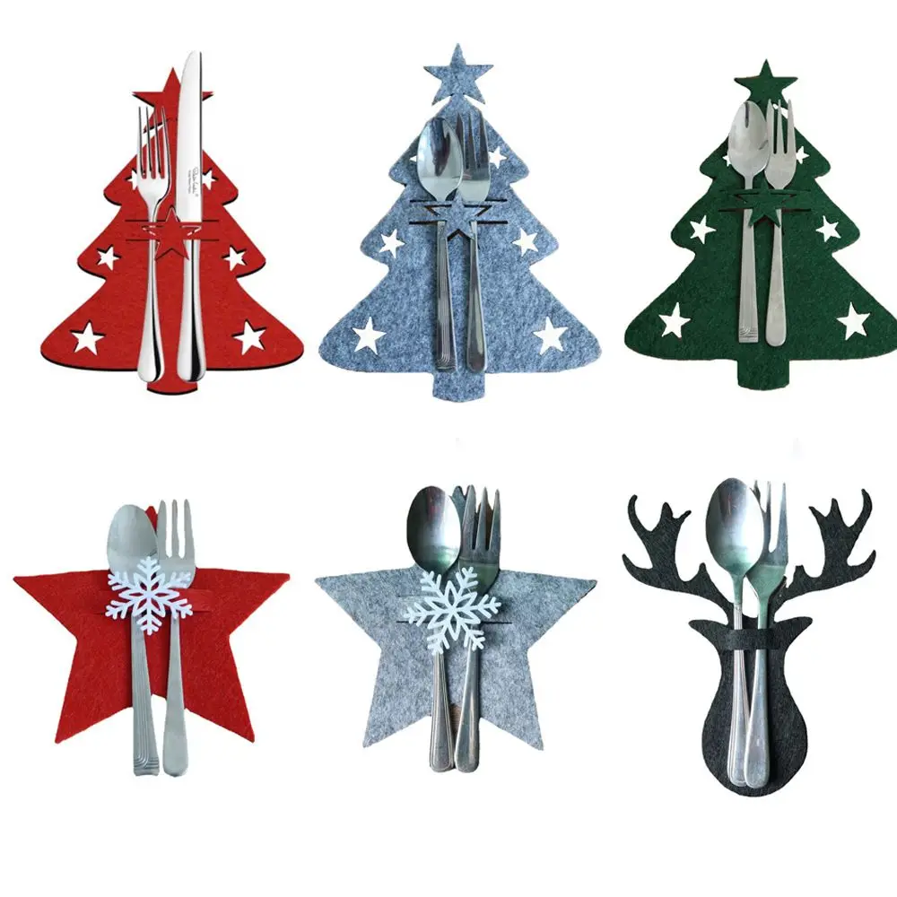 

Party Supplies Xmas Tree Cutlery Pocket Cutlery Bag Christmas Knife Fork Holder Tableware Organizer Table Decorations
