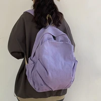 new canvas backpack solid color casual womens backpack high quality travel female backpack schoolbags for teenager girls