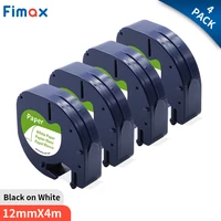 4 pcs 91200 compatible dymo letratag label tape 91220 91330 59421 black on white 12mm4m12x 13 paper dymo label printer