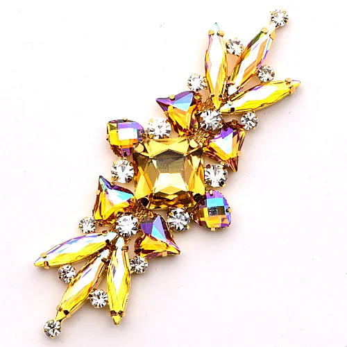 Topaz AB Красочные Стразы 10,3x4 см, аппликация в виде лошадиного глаза, стрекозы, медаль со стразами для украшения свадебного платья B1327 - Цвет: Topaz AB