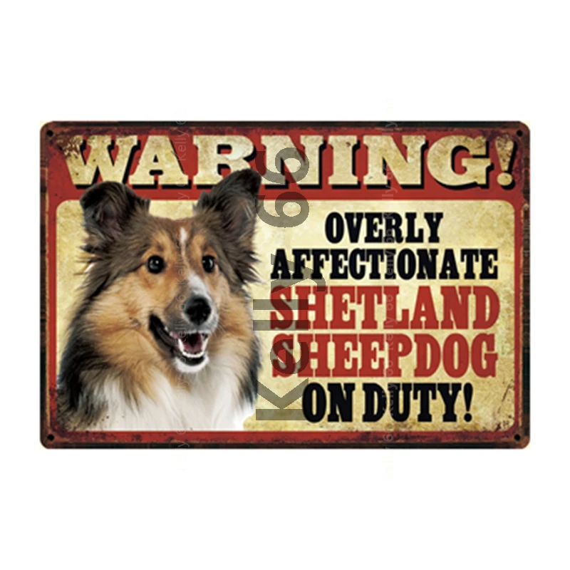 

[ Kelly66 ] Pet Warning Dogs Rules Better With Shetland Sheepdog Metal Sign Home Decor Bar Wall Art Painting 20*30 CM Size DG-41