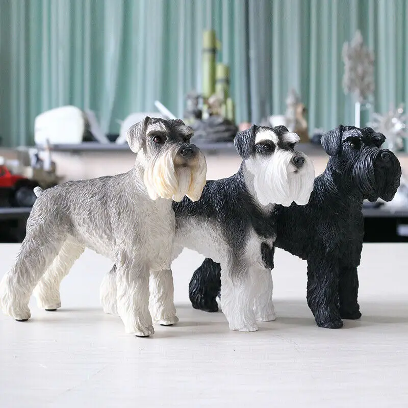 

JJM Miniature Schnauzer Dog Pet Figure Animal Model Collector Toys Decor PVC Model Educational for Children Adults Kids Gift