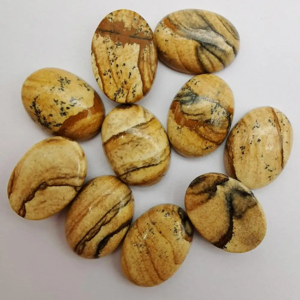 18x13 мм естественное изображение Jaspe овальная кабина Драгоценный Камень Кабошон ювелирные изделия бисер (10 шт./лот) H006