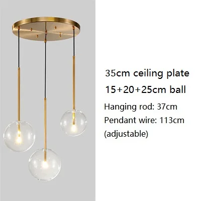 15cm 20cm 25cm round LukLoy, современная люстра, лампы, чердак, подвесные светильники для кухни, островная лампа, роскошный светодиодный подвесной светильник со стеклянным шаром - Цвет корпуса: 15cm 20cm 25cm round