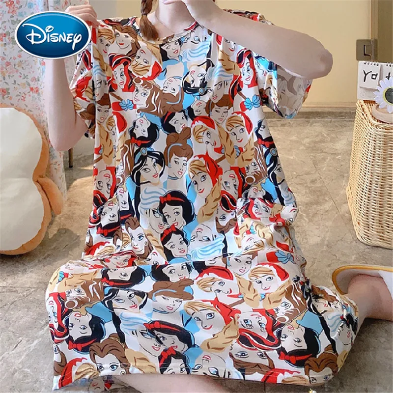 

Summer girl new cartoon Mickey princess print pajamas nightdress loose plus pockets one-size-fits-all ladies home service dress