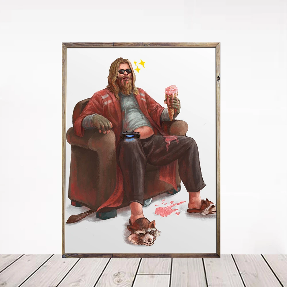

Fat Thor Poster And Print Marvel Avengers Thor Portrait Canvas Painting Superhero Illustration Wall Art Pictures Home Decoration