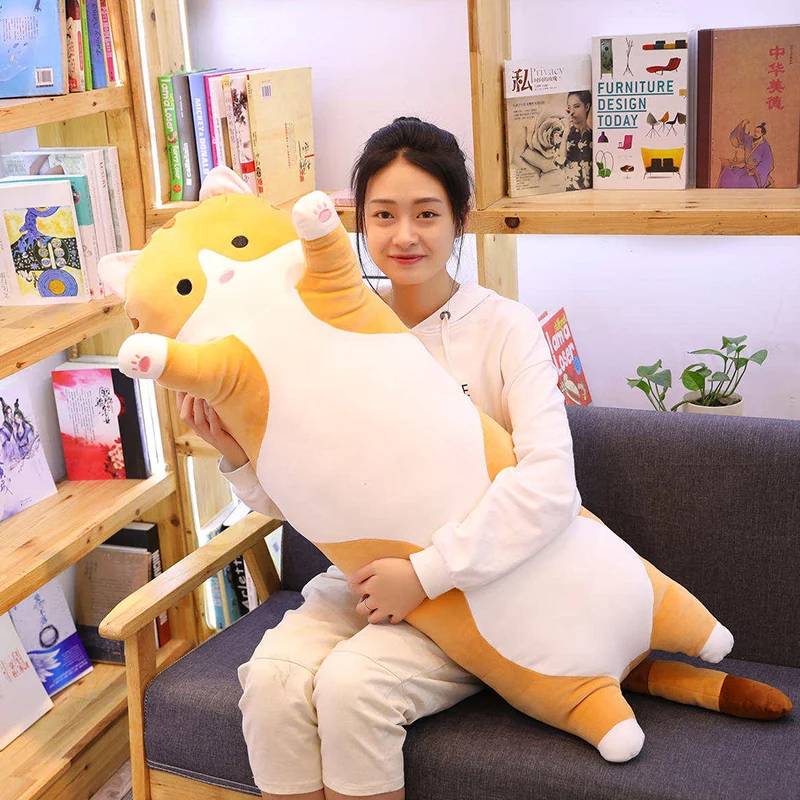 Полностью Набивная игрушка для длинных кошек гигантская розовая серая