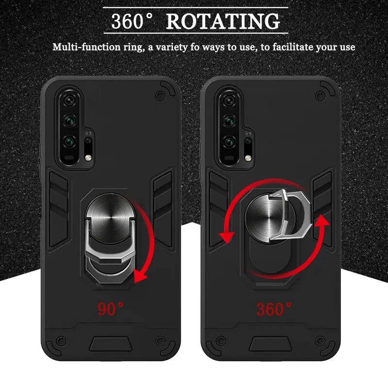 

Huawei Nova 5T Case etal Finger Ring Phone Cover For Huawei Nova 5t Honor 20 20S Silicon + PC Armor Anti-Fall Protection Cases