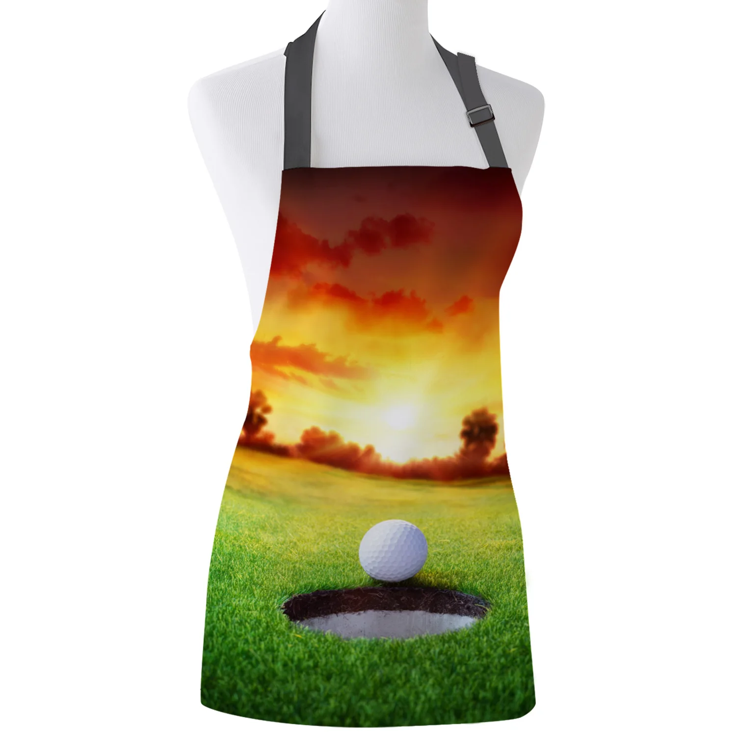 

Golf Sport Course Green Grass Print Apron Print Unisex Kitchen Bib with Adjustable Neck for Cooking Gardening