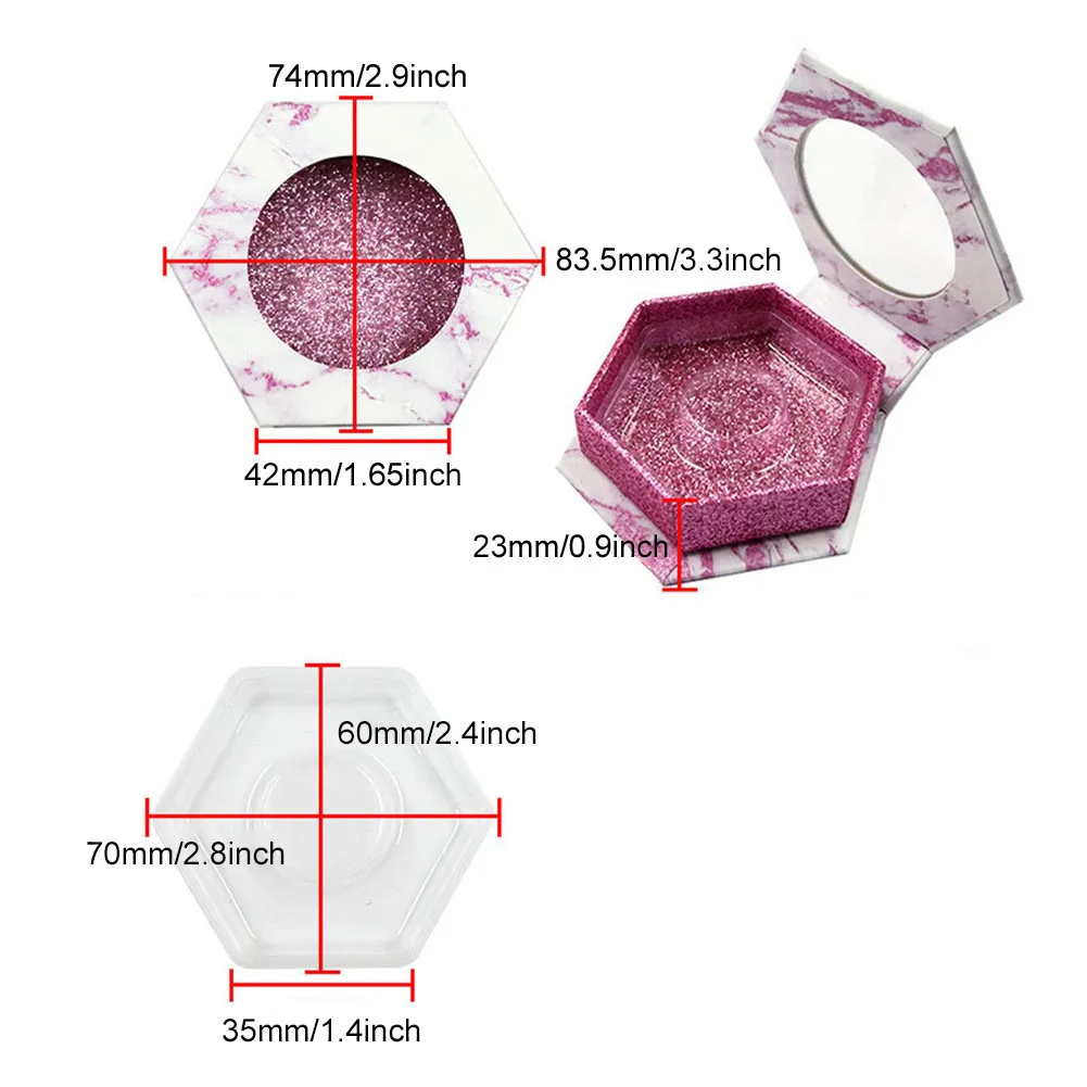 

5pcs Organizer Gift Hexagonal Case Easy Use False Eyelash Packaging Box Home Dustproof Storage Holder Mini Portable Empty Makeup