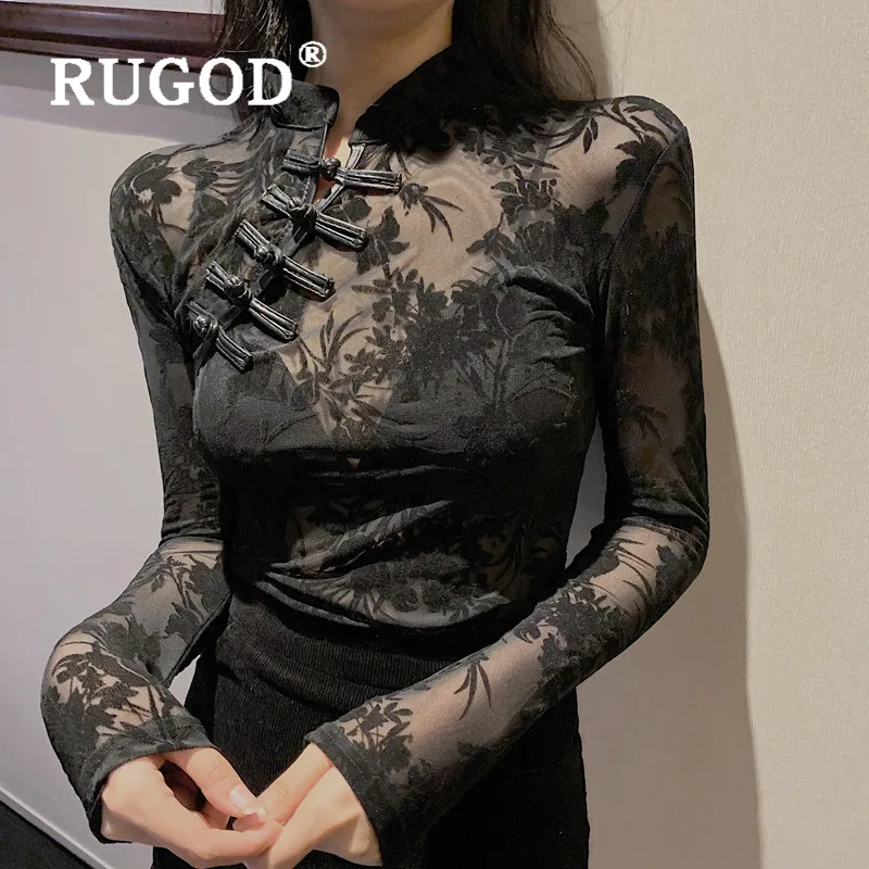 Кружевная блузка RUGOD в Корейском стиле с вышивкой 2019|Футболки| |