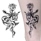 Искусственные татуировки, водостойкие, Временные татуировки, наклейки, Кит, луна, олень, роза, флеш-тату, детские, женские, черные, геометрические, боди-арт