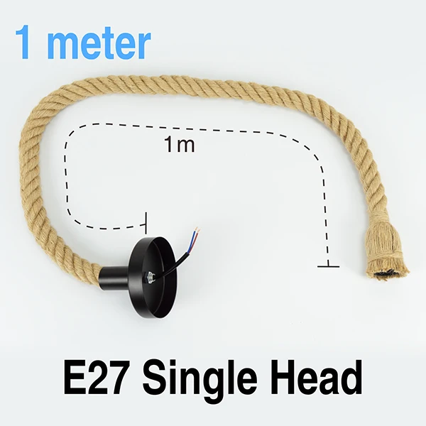 1M Single Rope Винтажный подвесной светильник Эдисона с пеньковой веревкой, держатель E27 1 м 1,5 м 2 м 3M, креативный подвесной светильник, промышленный светильник, базовый Декор - Цвет: 1M Single Rope