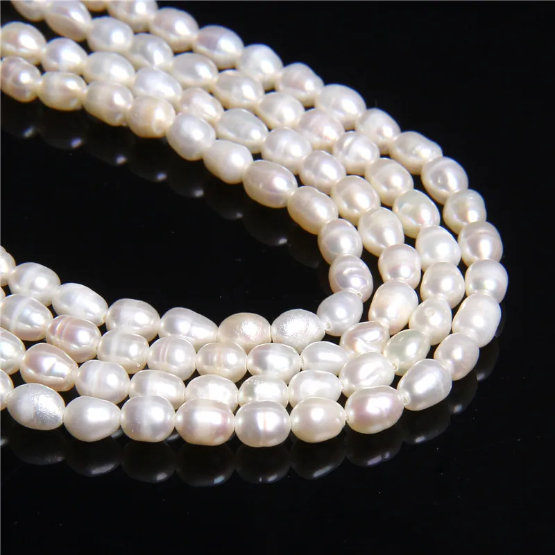 

4-4.2mm Real Natural White Pearls Beads for women diy Jewelry Making Bracelet earring Necklace Loose rice oval Freshwater pearls