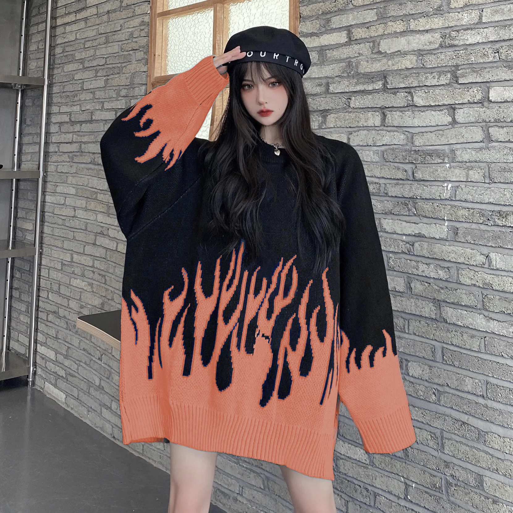 Women Harajuku Streetwear Oversize Sweaters Loose Boyfriend Pullovers Punk Tops Gothic Dropshipping 2021 | Женская одежда