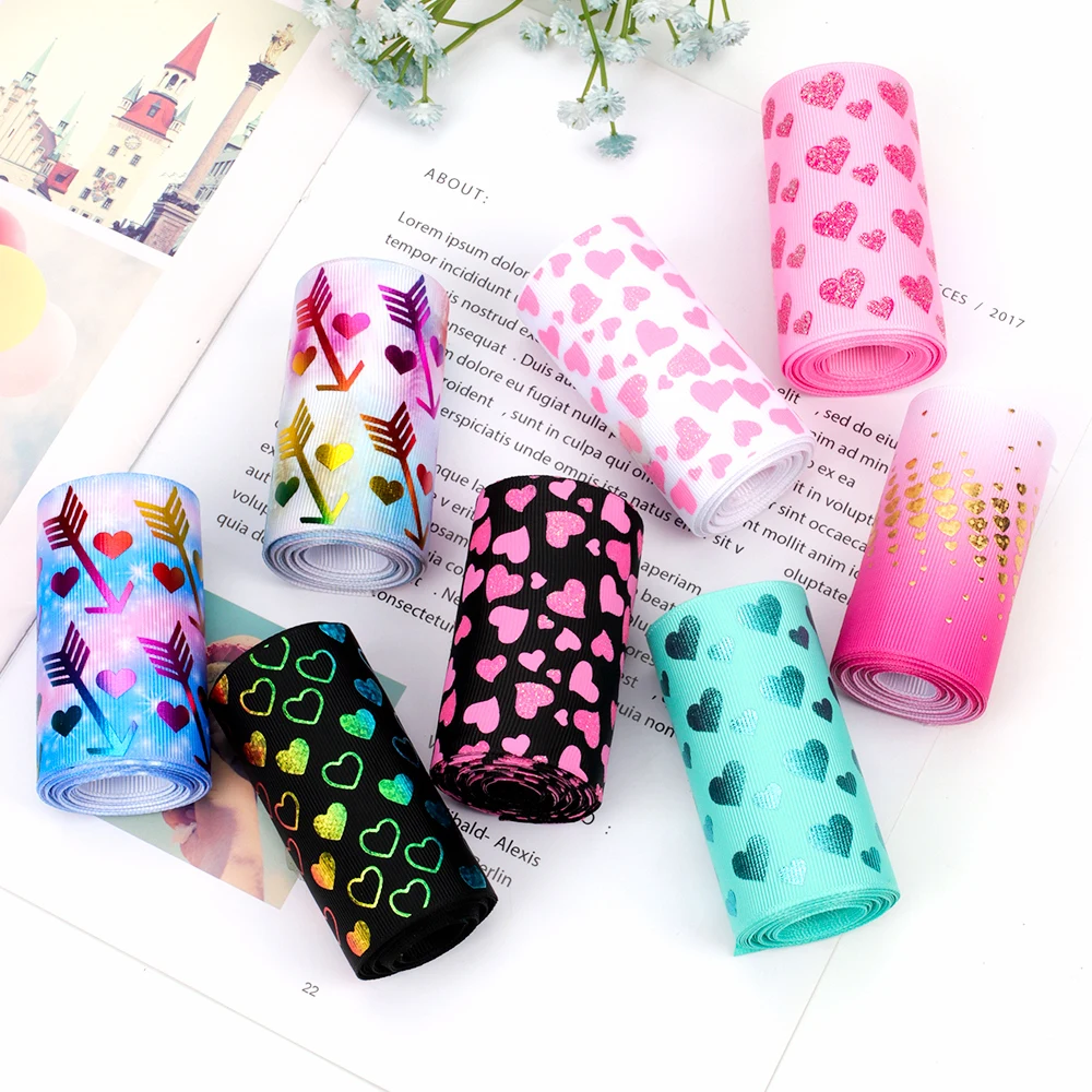 2y/лот 3 '❵ мм Печатная корсажная лента в форме сердца Золотая фольга