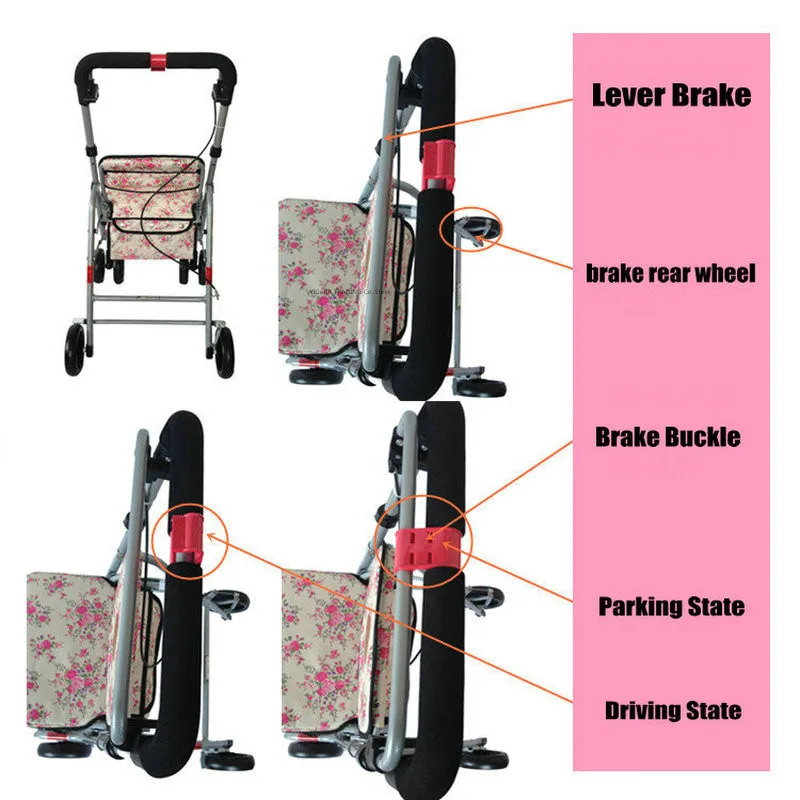 Портативные роликовые ходунки для пожилых с колесами сиденье спинка и сумка