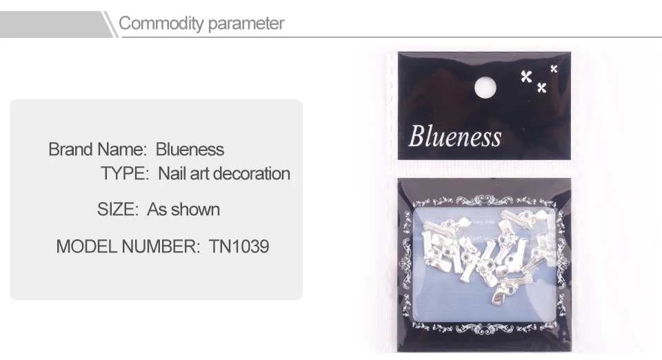 Blueness 10 шт./упак. серебряный пистолет DIY 3d-украшения для ногтей блестки сплав для маникюра инструмент Стразы сплав