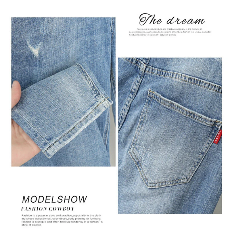 

COCOEPPS 4XL 5XL Autumn Plus Size Harem Jean Women Elastic Waist Casual Nine Jean Trouser Big Large Size Loose Blue Denim Pant