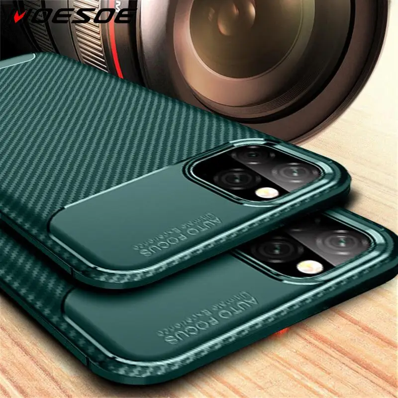 Роскошный чехол для iPhone 11 из углеродного волокна мягкий силиконовый бампер чехлы