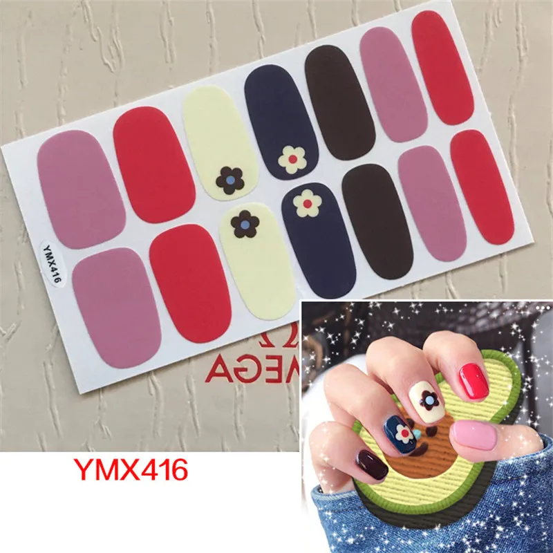 14 подсказок/Лист Модный Полный Чехол лак для ногтей Обертывания клейкие наклейки