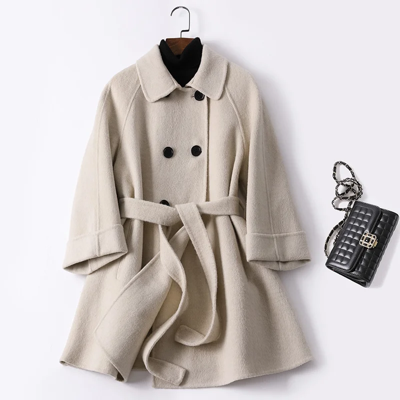 

KMETRAM двухстороннее шерстяное пальто, женская куртка, весна 2021, корейские винтажные шерстяные пальто, черные куртки Chaqueta Mujer MY2574