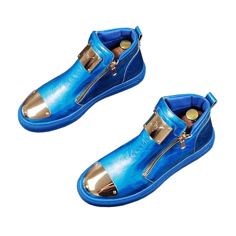 OVXUAN/синие кроссовки Британский тренд Мужские туфли с высоким берцем из