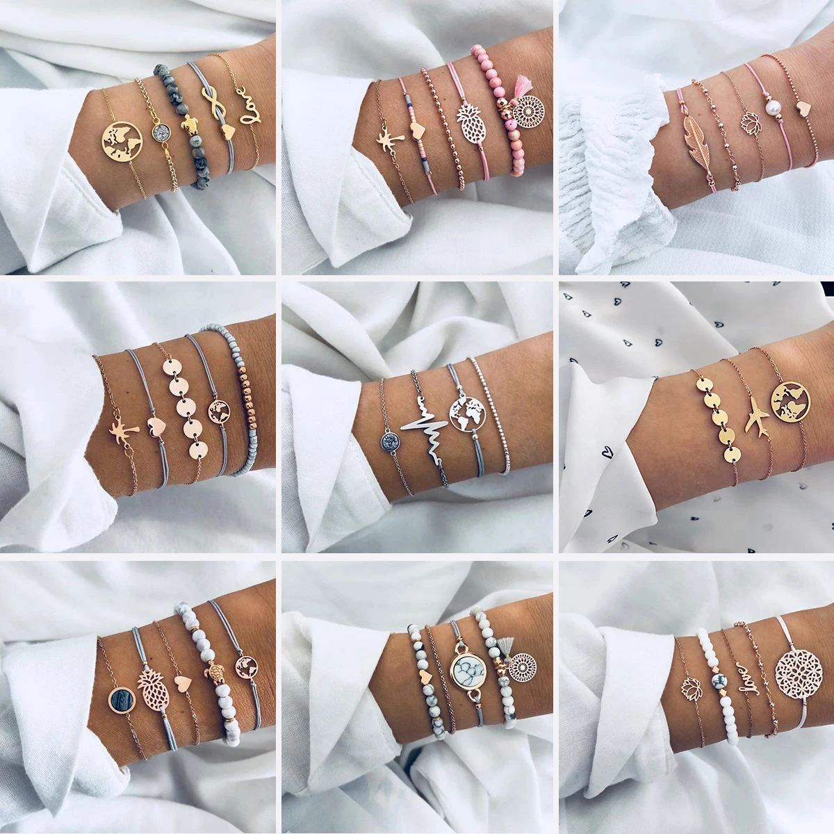 27 стилей новый дизайн браслет розовый Висячие бусины геометрические браслеты 2019