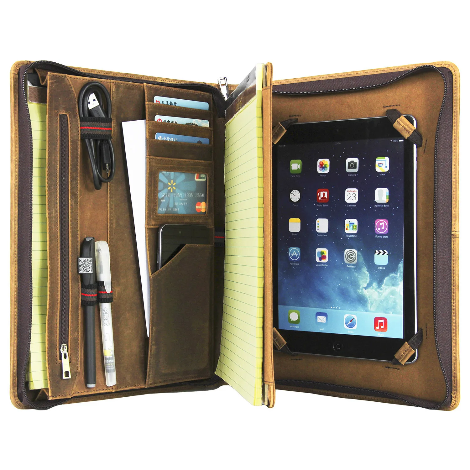 For iPad Pro 10.5 Ручной работы Ретро Crazy-Horse кожаный портфель А4 Папка, персонализированный бизнес Padfolio Органайзер портфель чехол - Color: For iPad Pro 10.5