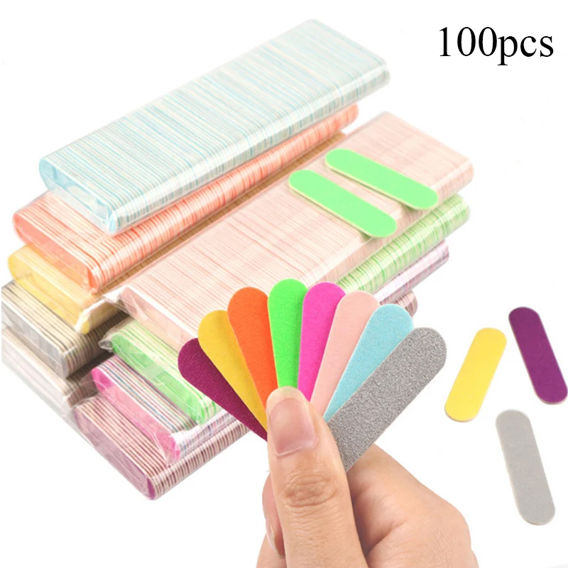 

100 pcs Mini 5cm Professional Nails Files Art Tools Sand Emery Board Sandpaper Double-Sided Nail Buffer 100/240 Grit Nail Art