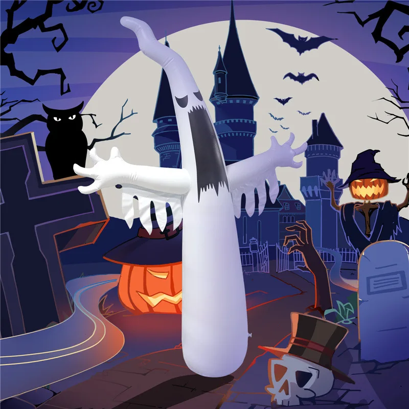 

Foldable Inflatable Ghost Ornament With Colorful Flash Halloween Decorative Props For Home Garden Courtyard Holiday Decorations