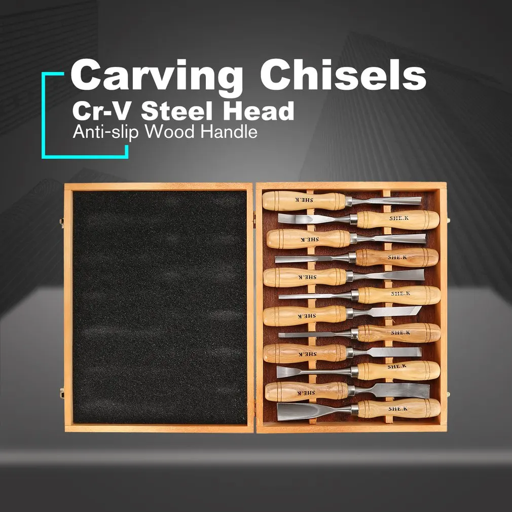 12PCS Wood Carving Chisel Set Sharp Woodworking Hand Knife Tools Gouges Steel DIY Woodcut Working Professional |