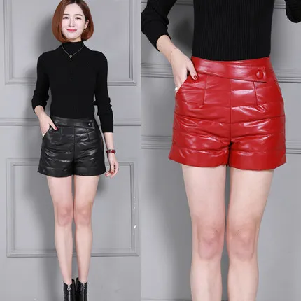 Top brand Sheepskin Winter Women Thick Leather Shorts KS17  high quality