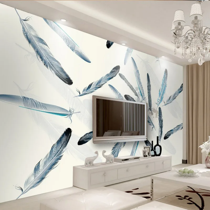 

Drop Shipping Custom Photo Wallpaper Scandinavian Feather Background Wall Mural Living Room Gallery Wallpaper Hotel Custom Mural