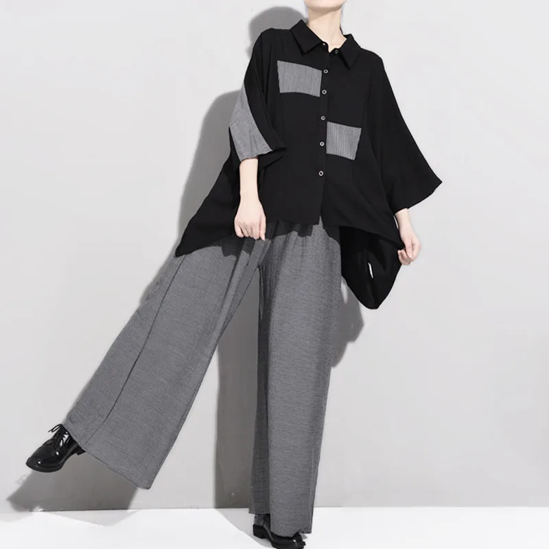 LANMREM 2020 Новый Модный женский комплект из двух предметов Vestido отложной воротник