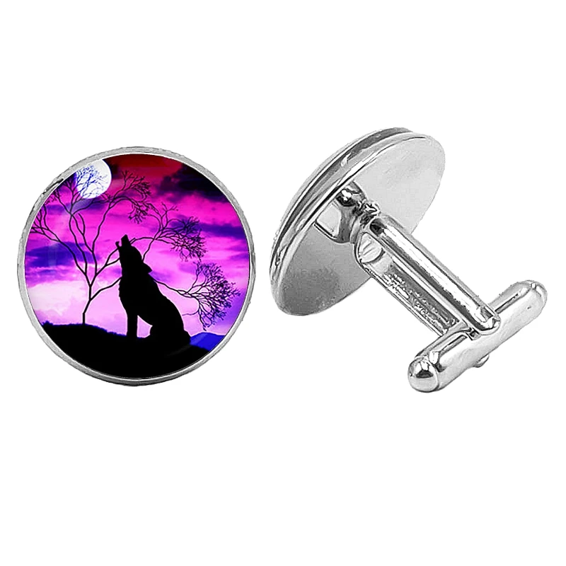 2019 New Personalized Wolf Cufflinks Gothic Snow Gift Glass Convex Round Men's To Send Jewelry | Украшения и аксессуары