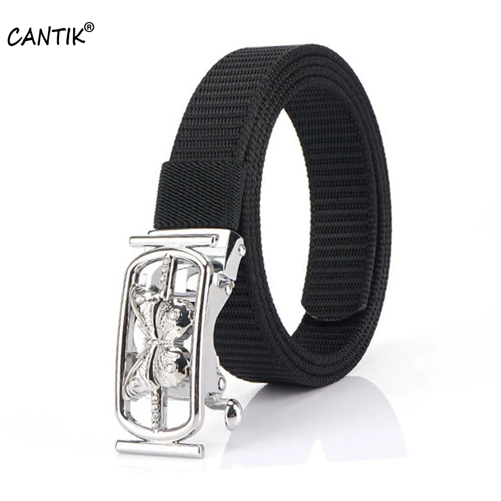 CANTIK Unique Butterfly Pattern Automatic Buckle Good Quality Ladies Nylon & Canvas Belts Clothing Accessories for Women CBCA299