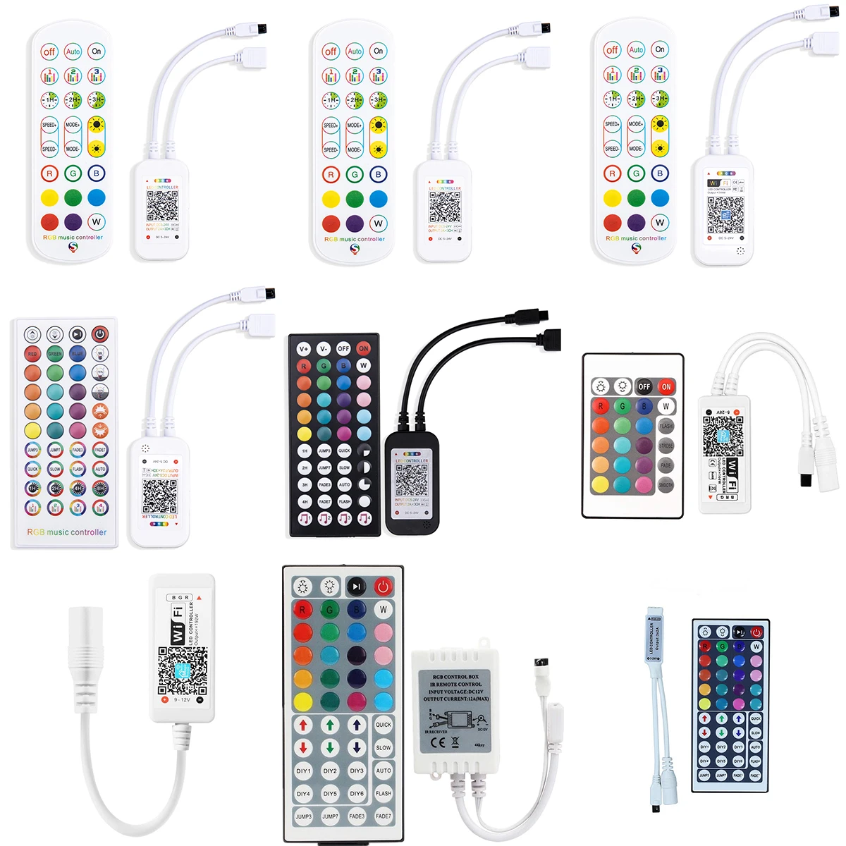 

LED Strip Controller RGB Lamp Ribbon WiFi Bluetooth Smart Phone Wireless Infared Controlling For 2835 5050 SMD Light Tape