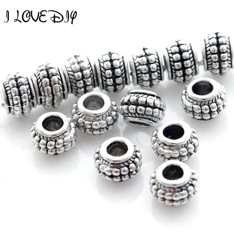 Бусины россыпью в античном стиле тибетского серебра 7 мм 20 шт./лот для