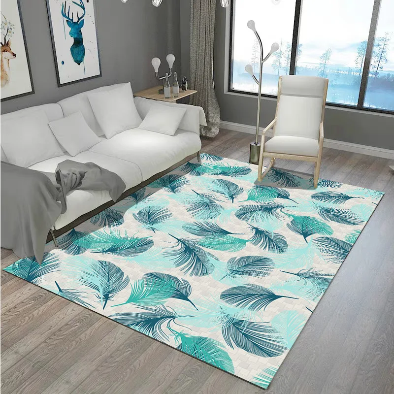 

Modern Luxury Feather Geometric 3D Crystal Velvet Rug Carpets for Living Room Kichen Hallway Floor Bath Mat Washable Area Rugs