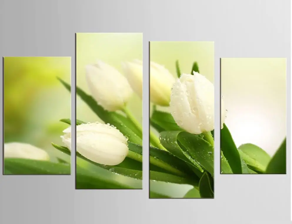 

4pcs Diamond-Painting white rose Cross Stitch Full diamond embroidery flowers tulip diamond Mosaic pattern,beaded embroidery art