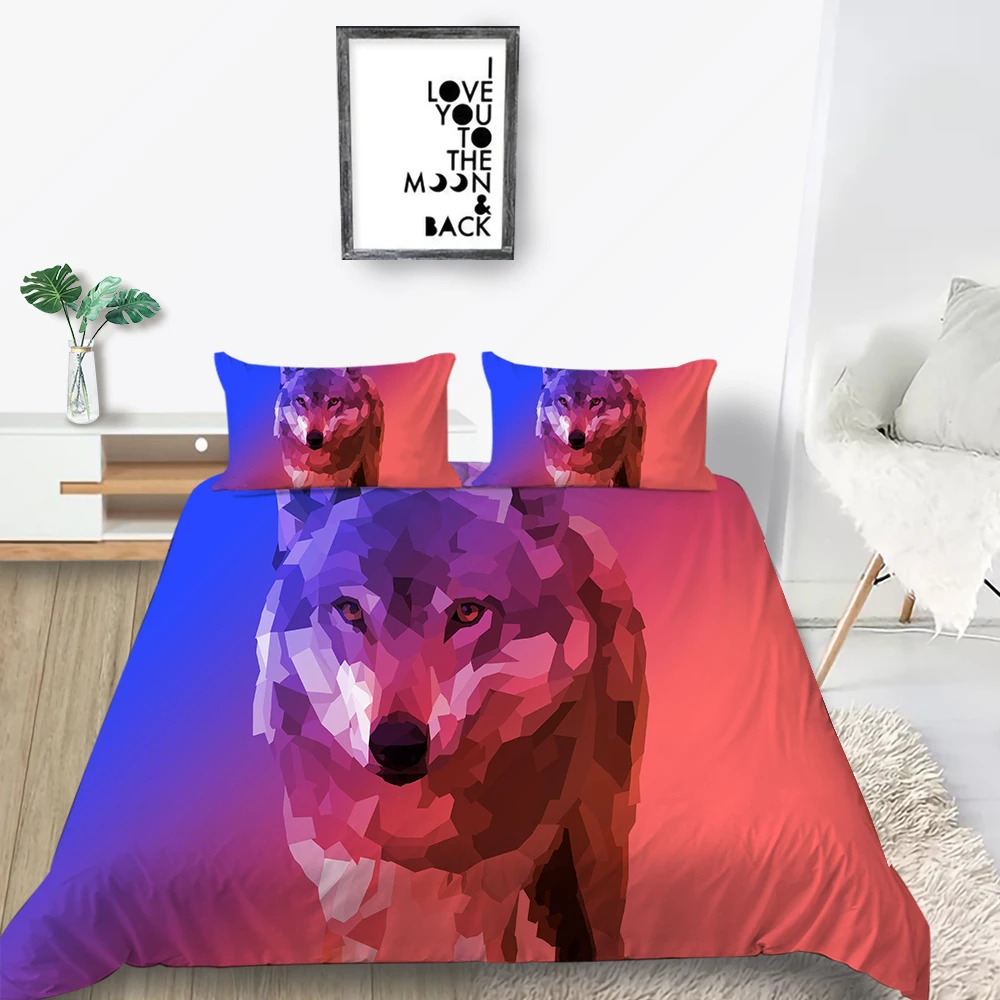 Комплект постельного белья волк изящный модный крутой красочный комплект с