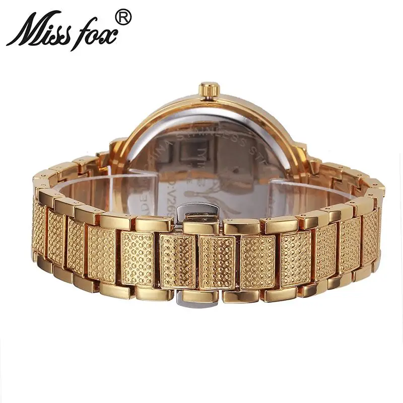 

MISSFOX Big Face Watches For Women Fashion Japanese Quartz Movement Full Diamond Watch Female Large Dial Arabic Numeral Watches